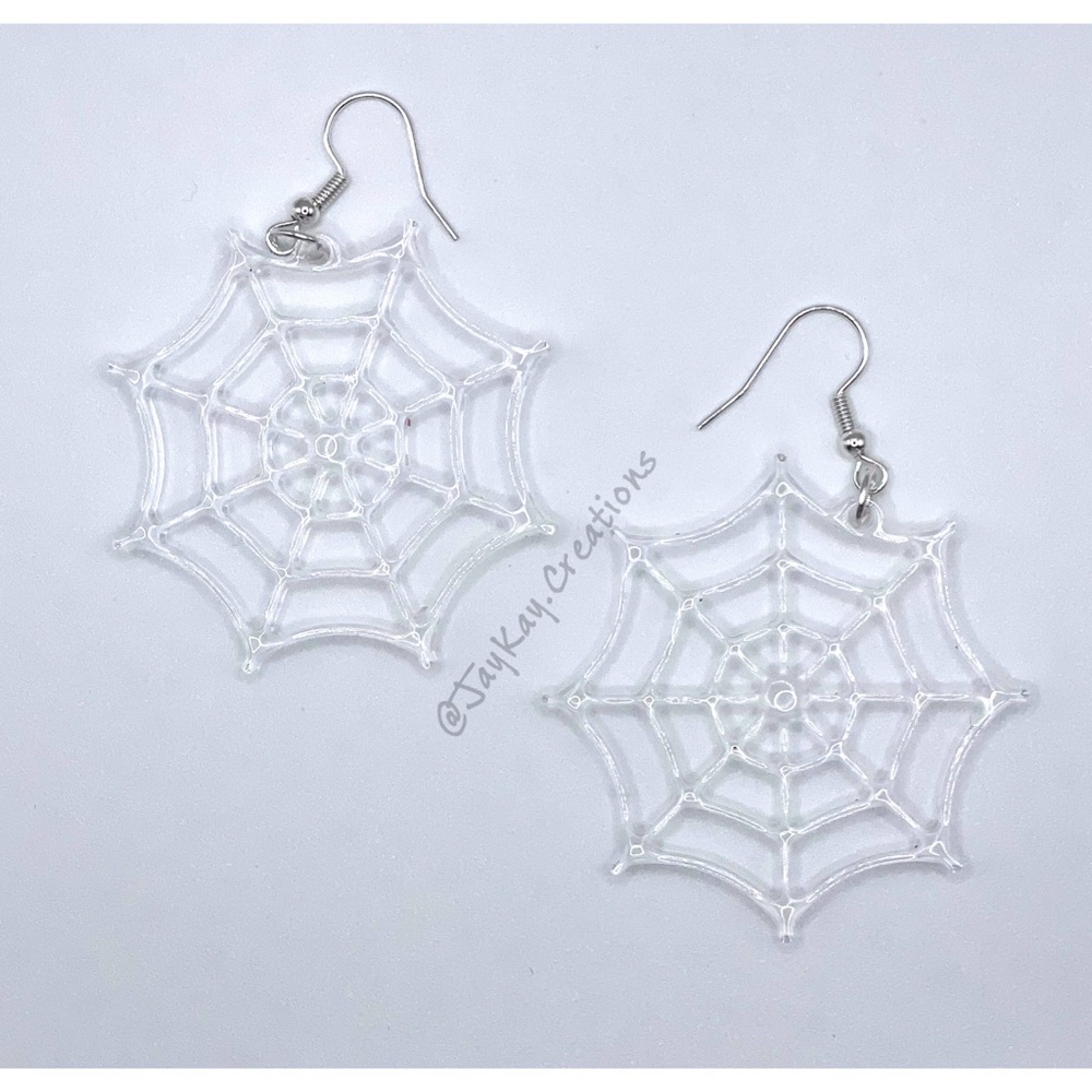 Clear spiderweb earrings